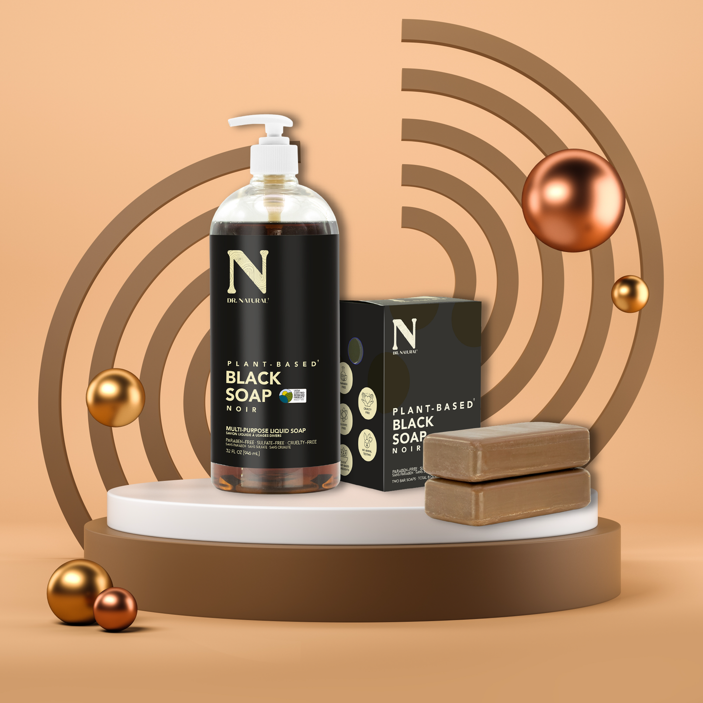 Dr. Natural Plant-Based Castille Liquid Black Soap