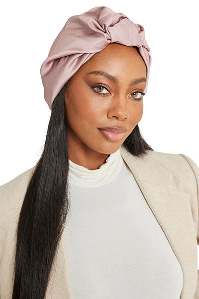 Satin Volume Knot Turban - Blush