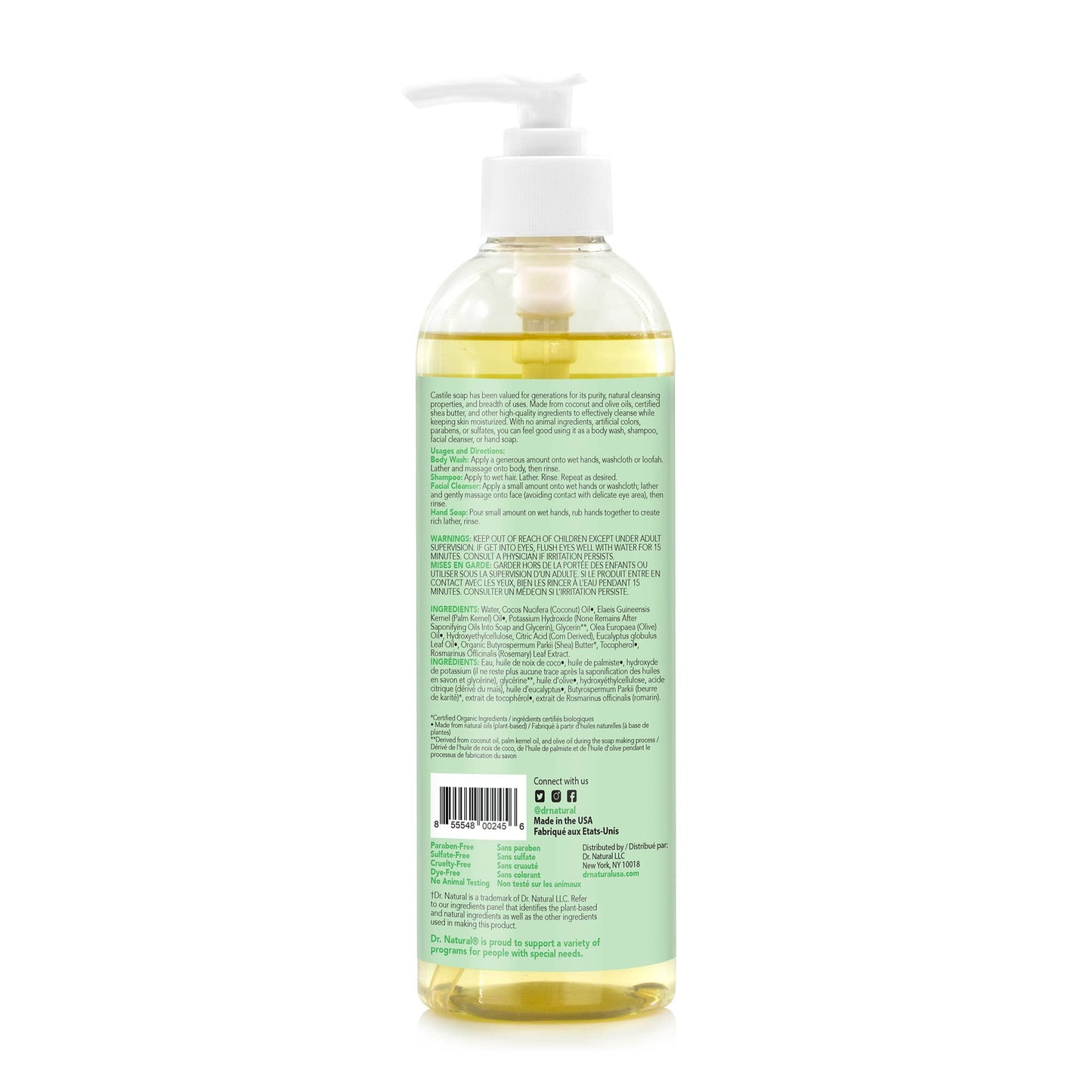 Dr. Natural Plant-Based Castile Liquid Soap - Eucalyptus
