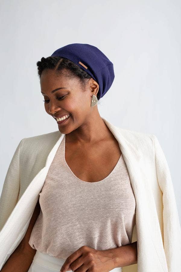    Grace Eleyae Inc. Grace Eleyae Inc. - Navy Adjustable Slap | Satin-Lined Cap