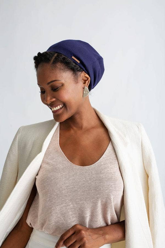    Grace Eleyae Inc. Grace Eleyae Inc. - Navy Adjustable Slap | Satin-Lined Cap