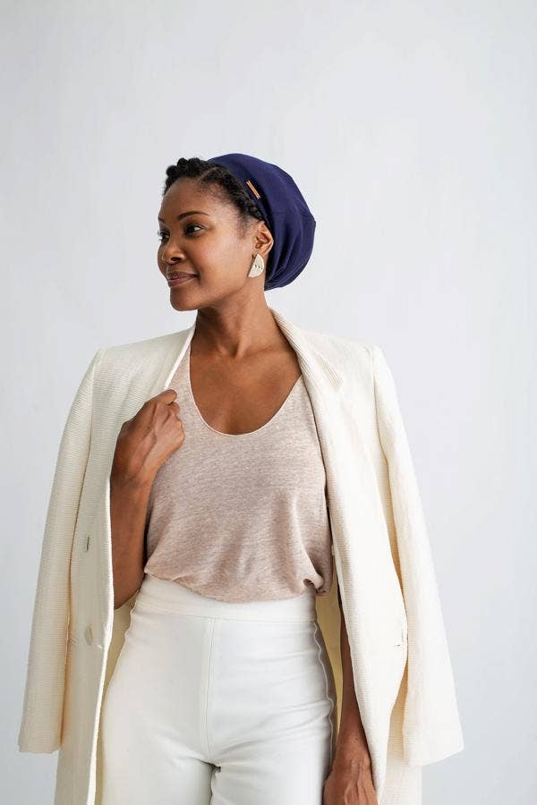    Grace Eleyae Inc. Grace Eleyae Inc. - Navy Adjustable Slap | Satin-Lined Cap