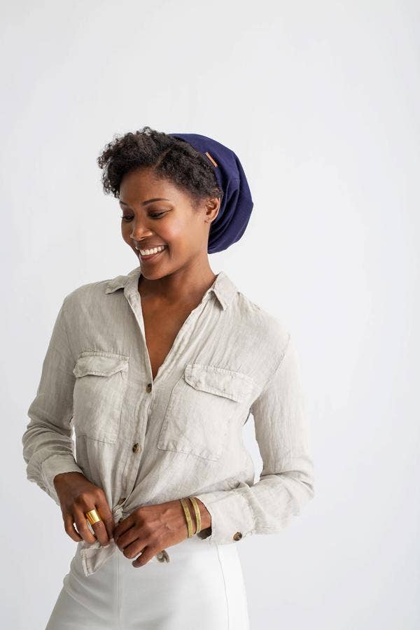    Grace Eleyae Inc. Grace Eleyae Inc. - Navy Adjustable Slap | Satin-Lined Cap